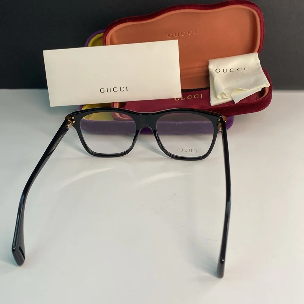 Gucci New Authentic GG0526o 001 Black and Gold Eyeglasses